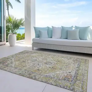 Photo of Wheat Terra Cotta And Black Oriental Washable Indoor Outdoor Area Rug