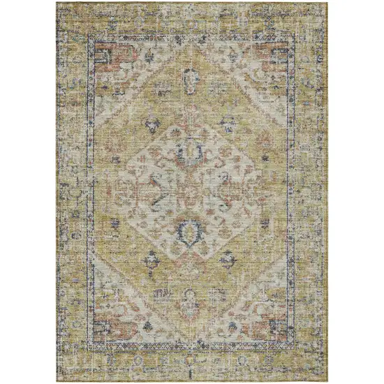 Wheat Terra Cotta And Black Oriental Washable Indoor Outdoor Area Rug Photo 2