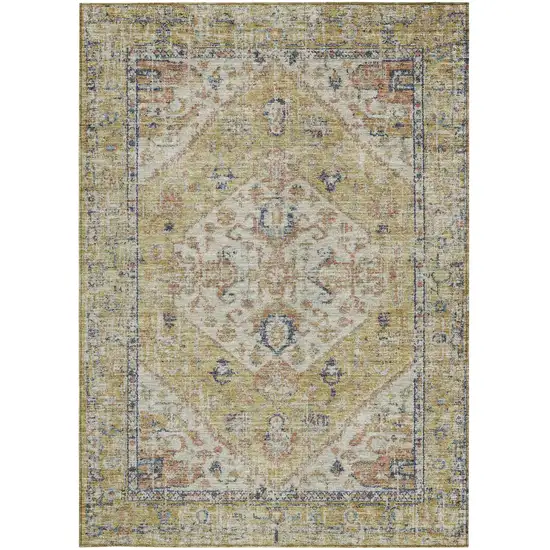 Wheat Terra Cotta And Black Oriental Washable Indoor Outdoor Area Rug Photo 7