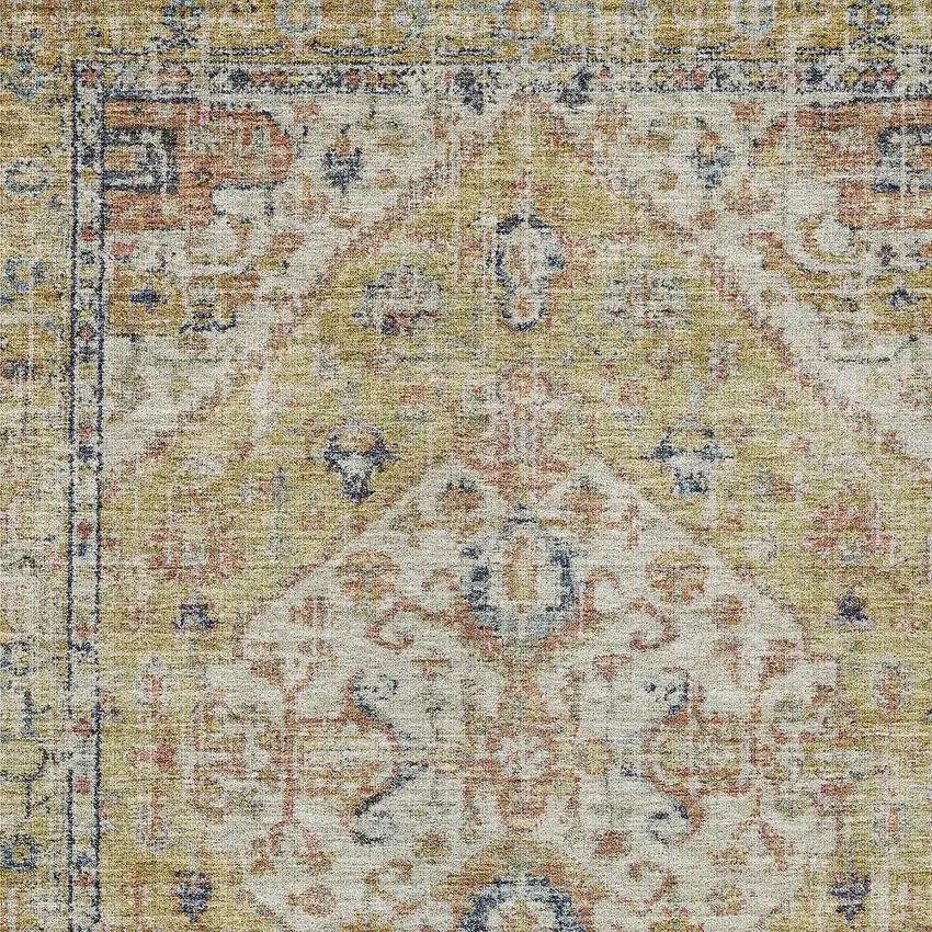 Wheat Terra Cotta And Black Oriental Washable Indoor Outdoor Area Rug Photo 6