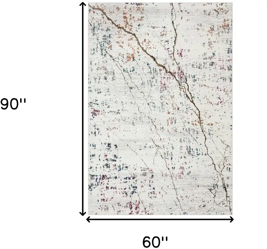 White Abstract Marble Area Rug Photo 5
