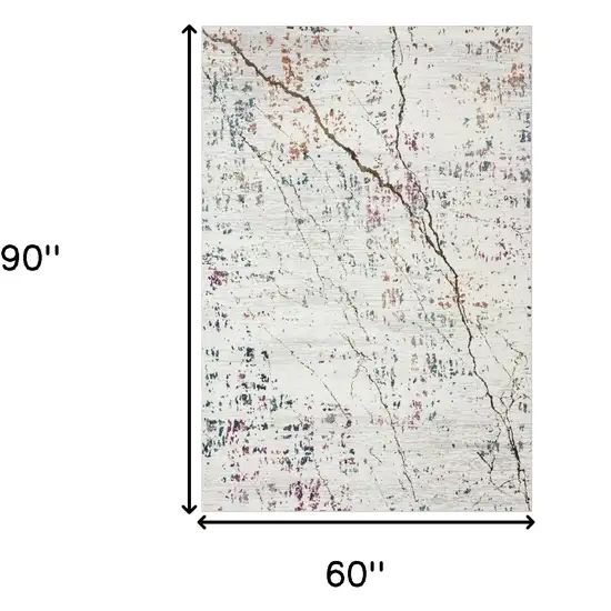 White Abstract Marble Area Rug Photo 5