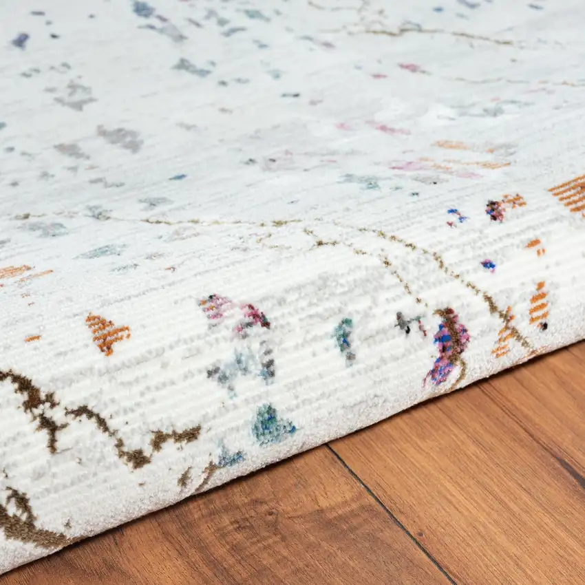 White Abstract Marble Area Rug Photo 6
