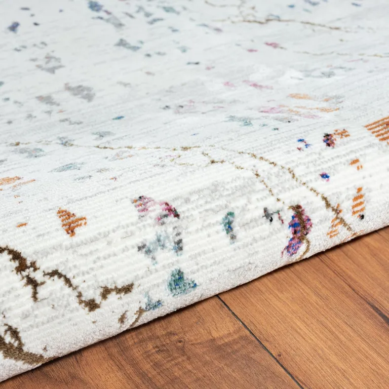 White Abstract Marble Area Rug Photo 5