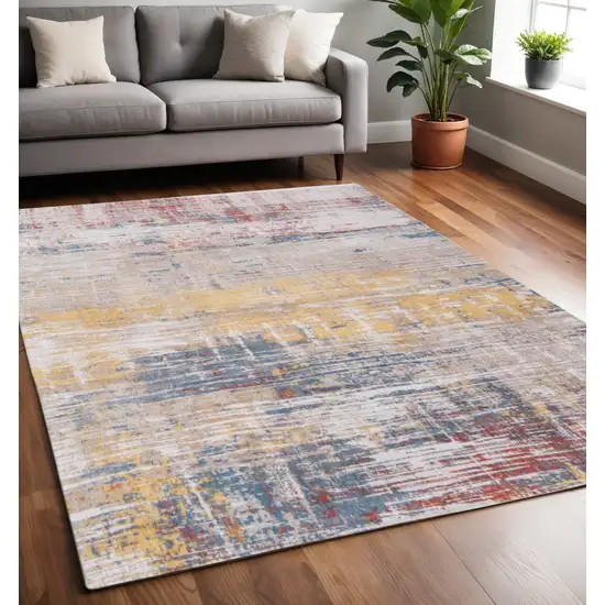 White Abstract Non Skid Area Rug Photo 1