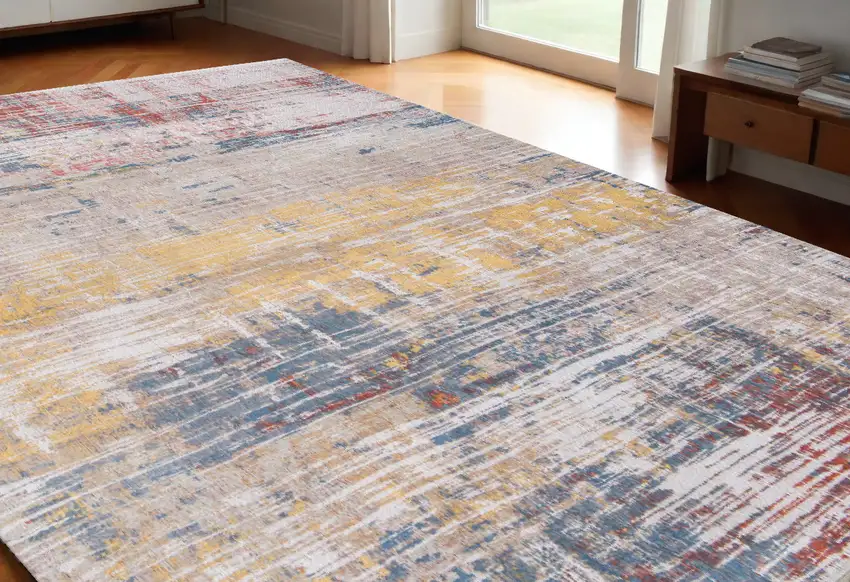 White Abstract Non Skid Area Rug Photo 1
