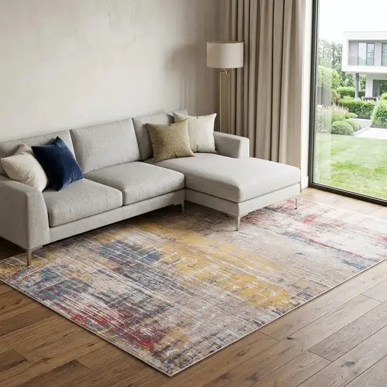 White Abstract Non Skid Area Rug Photo 1