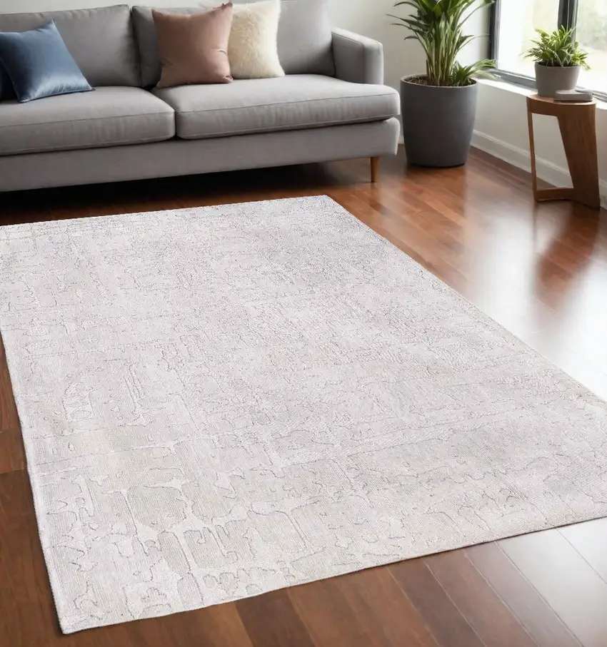 White Abstract Non Skid Area Rug Photo 1
