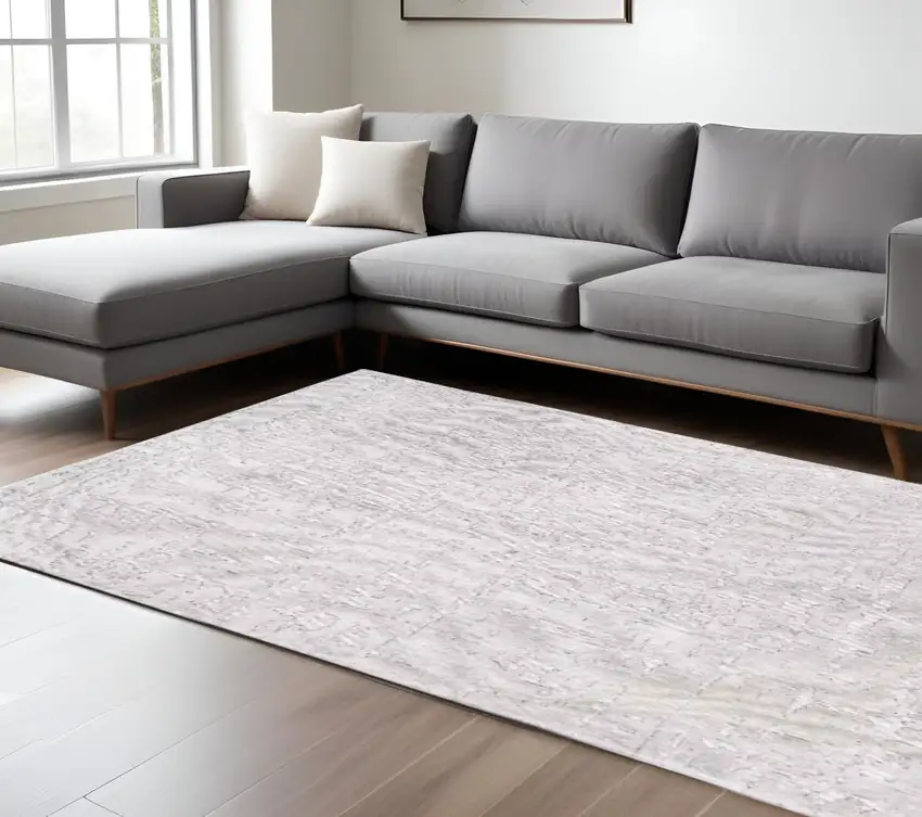 White Abstract Non Skid Area Rug Photo 1