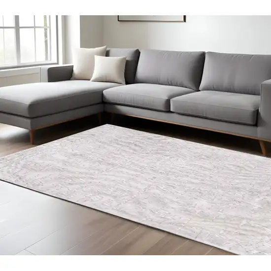 White Abstract Non Skid Area Rug Photo 1