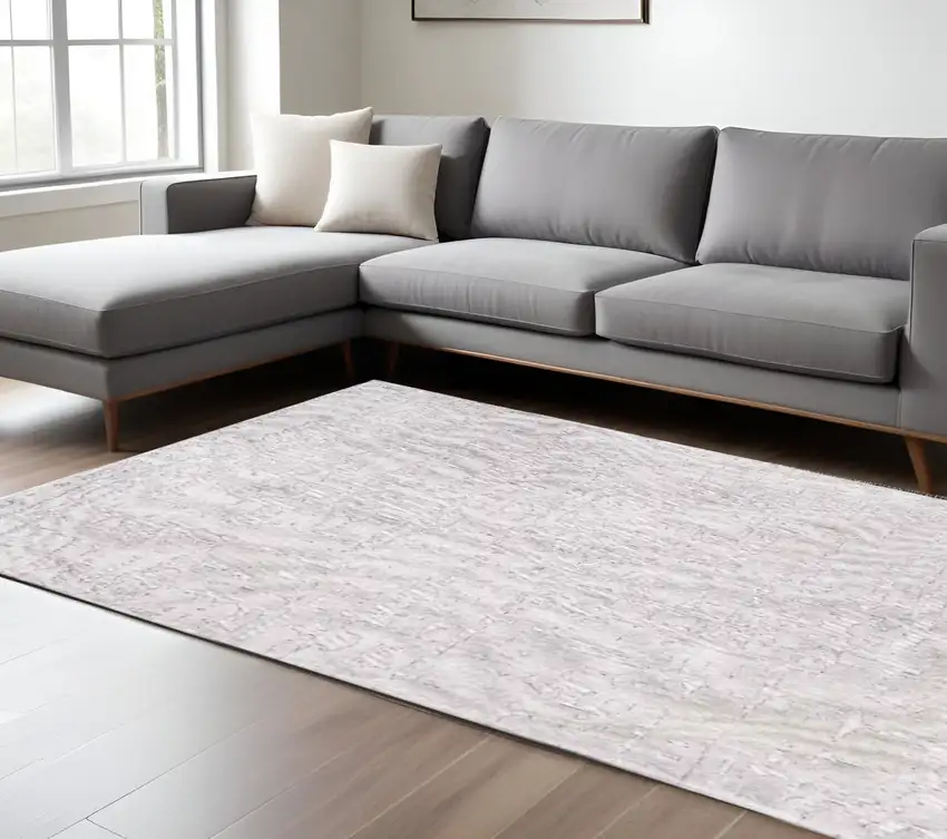 White Abstract Non Skid Area Rug Photo 1