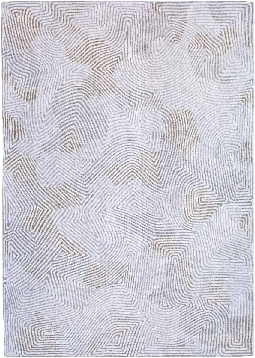 White Abstract Non Skid Area Rug Photo 2