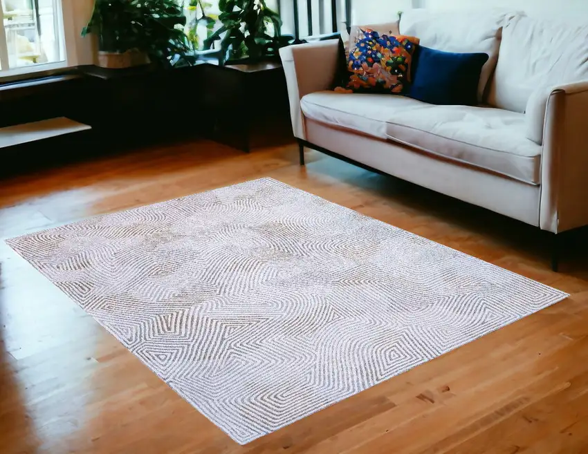 White Abstract Non Skid Area Rug Photo 1