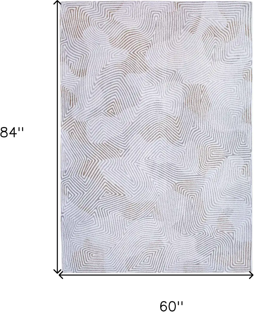 White Abstract Non Skid Area Rug Photo 3