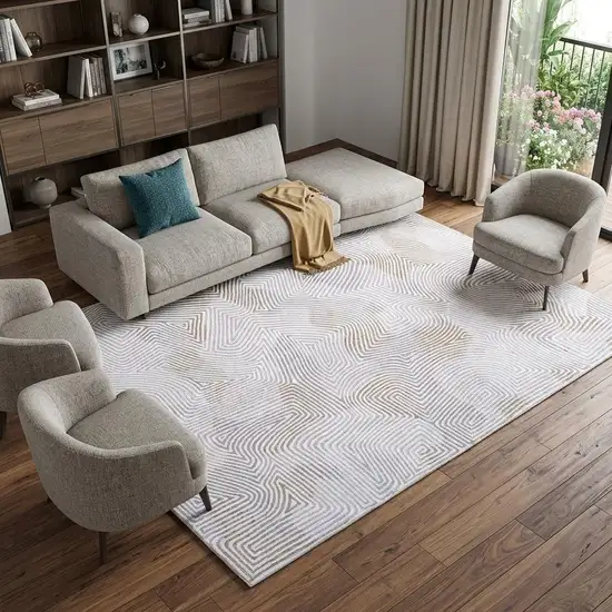 White Abstract Non Skid Area Rug Photo 1