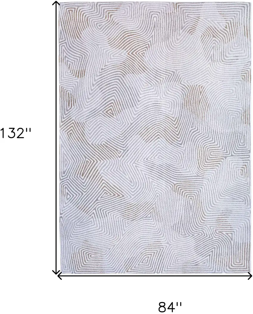 White Abstract Non Skid Area Rug Photo 3