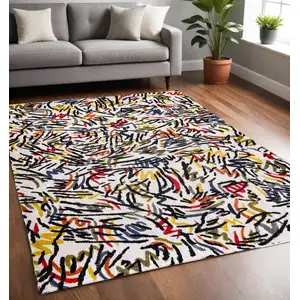 Photo of White Abstract Non Skid Area Rug