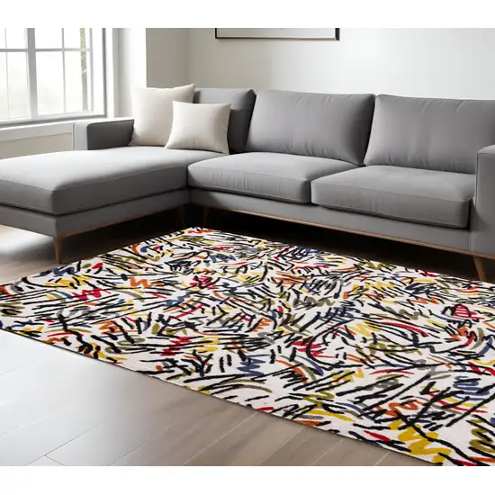 White Abstract Non Skid Area Rug Photo 1