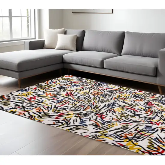 White Abstract Non Skid Area Rug Photo 1