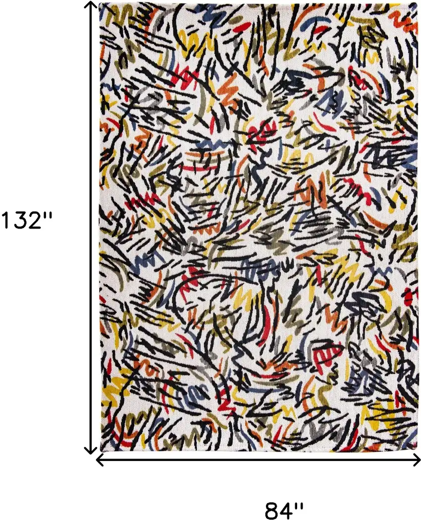 White Abstract Non Skid Area Rug Photo 3