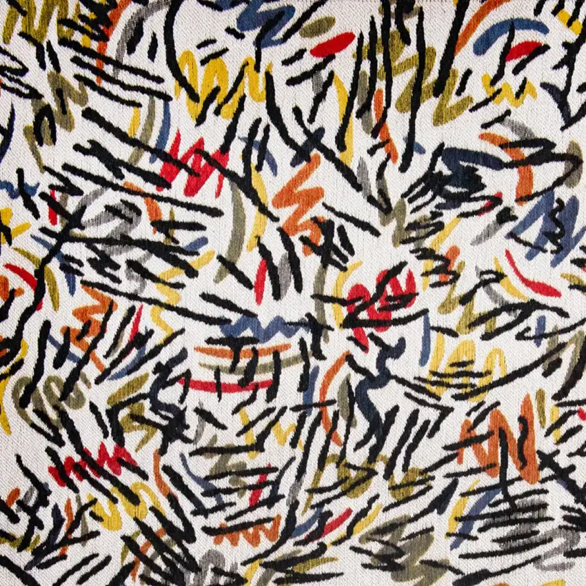 White Abstract Non Skid Area Rug Photo 6