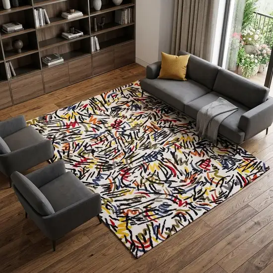 White Abstract Non Skid Area Rug Photo 1