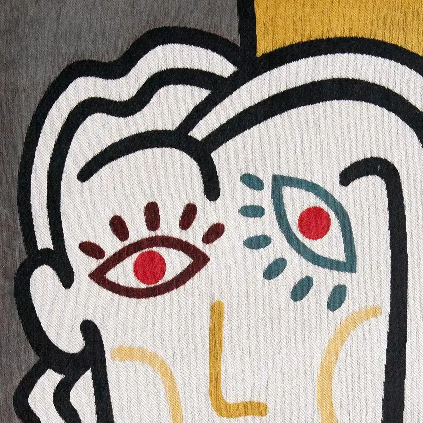 White Abstract Washable Area Rug Photo 3