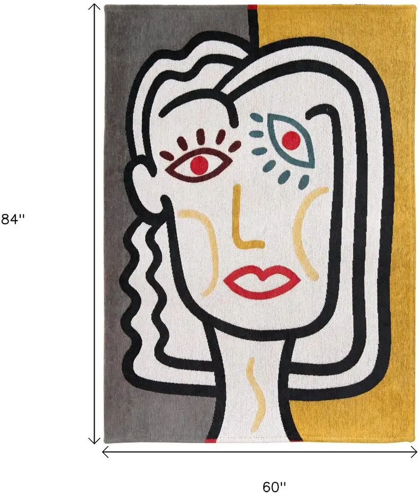 White Abstract Washable Area Rug Photo 9