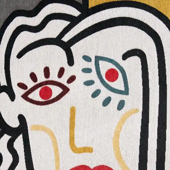 White Abstract Washable Area Rug Photo 3