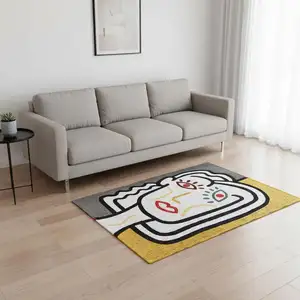 Photo of White Abstract Washable Area Rug