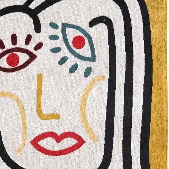 White Abstract Washable Area Rug Photo 7