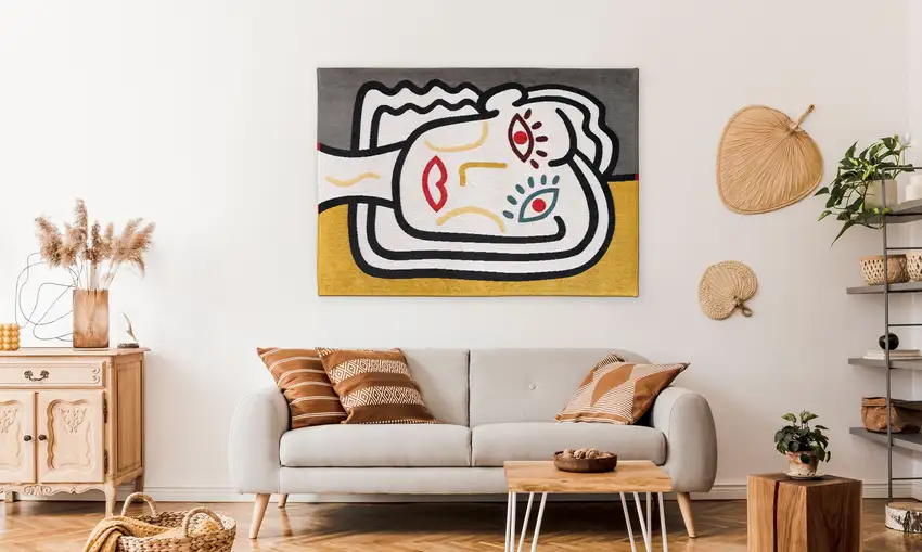 White Abstract Washable Area Rug Photo 5