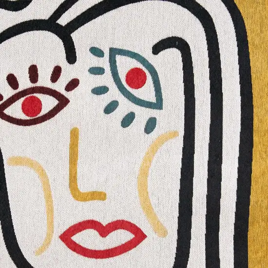 White Abstract Washable Area Rug Photo 2