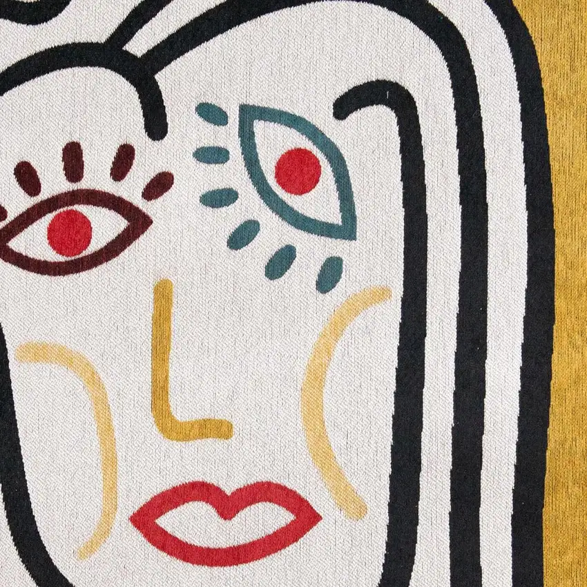 White Abstract Washable Area Rug Photo 2