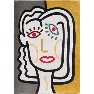 Photo of White Abstract Washable Area Rug