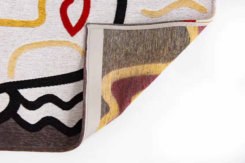 White Abstract Washable Area Rug Photo 7