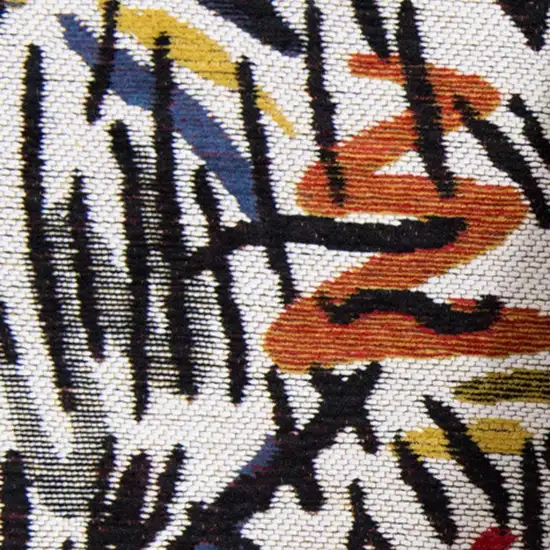 White Abstract Washable Area Rug Photo 2