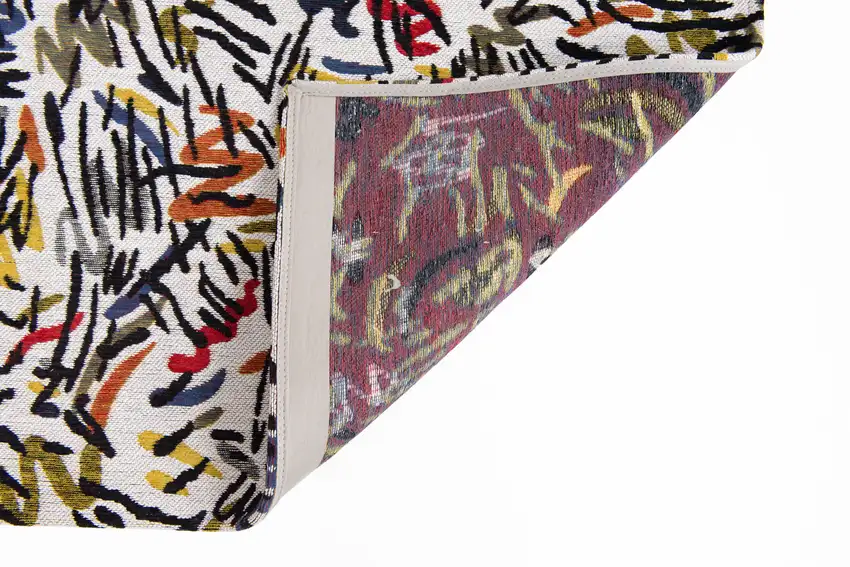 White Abstract Washable Area Rug Photo 7