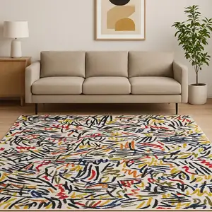 Photo of White Abstract Washable Area Rug