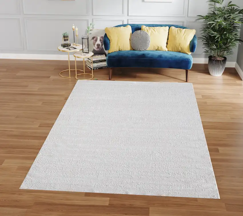 White Abstract Washable Non Skid Area Rug Photo 8