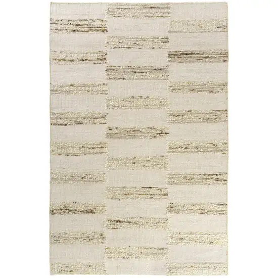 White And Beige Checkered Hand Woven Square Rug Photo 2