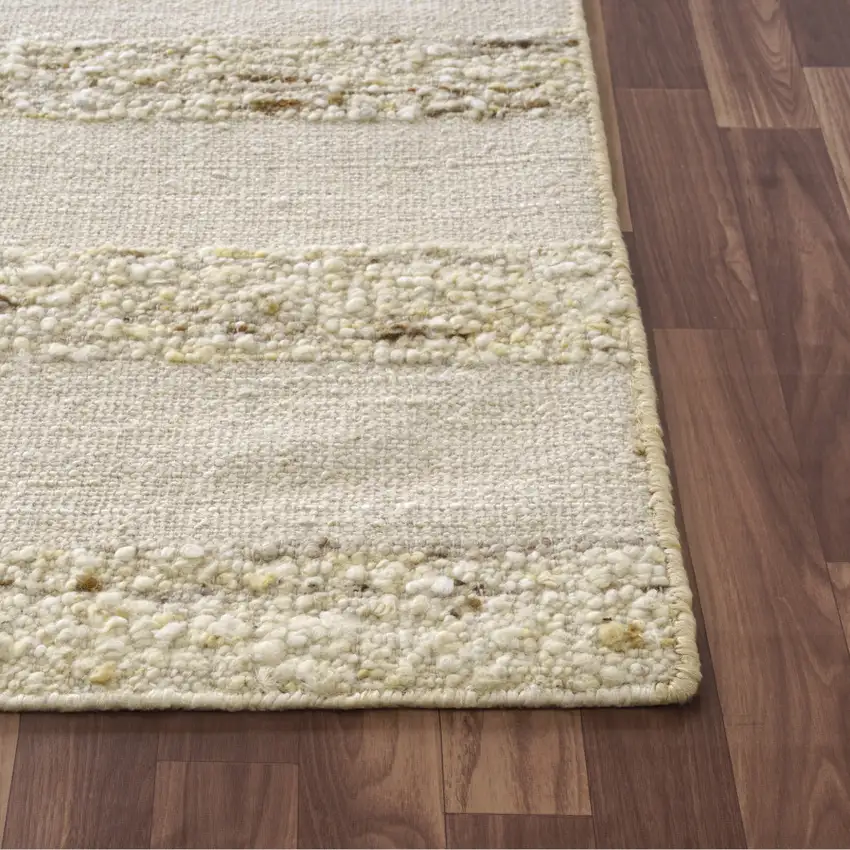 White And Beige Checkered Hand Woven Square Rug Photo 9