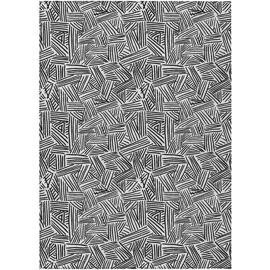 White And Beige Geometric Washable Indoor Outdoor Area Rug Photo 2