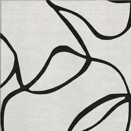 White And Black Abstract Washable Area Rug With UV Protection Photo 3