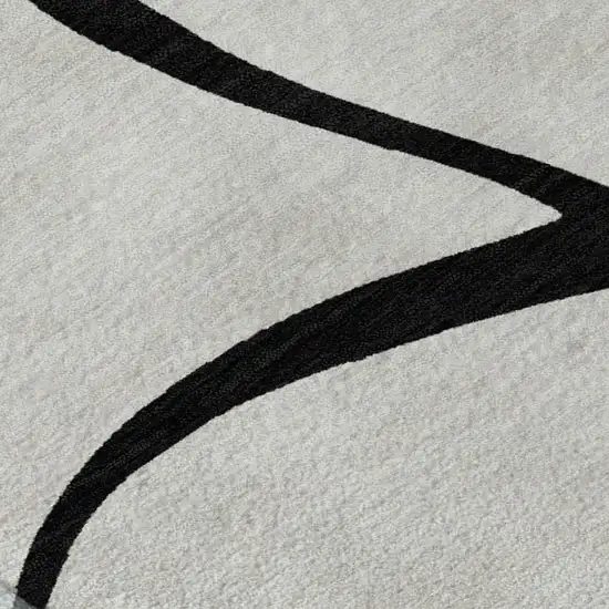 White And Black Abstract Washable Area Rug With UV Protection Photo 8