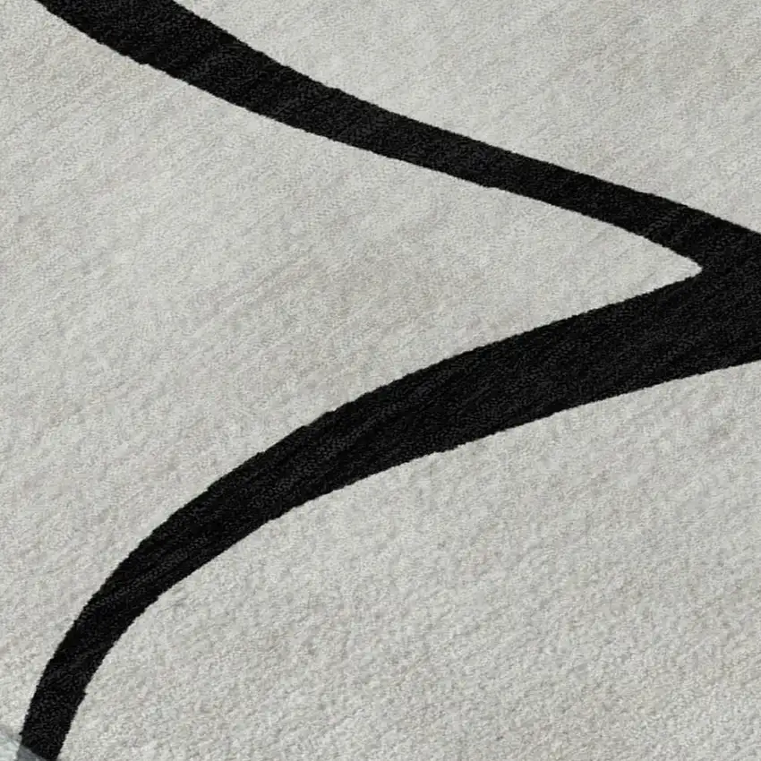 White And Black Abstract Washable Area Rug With UV Protection Photo 8