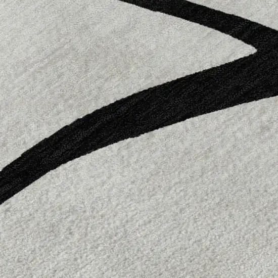 White And Black Abstract Washable Area Rug With UV Protection Photo 7