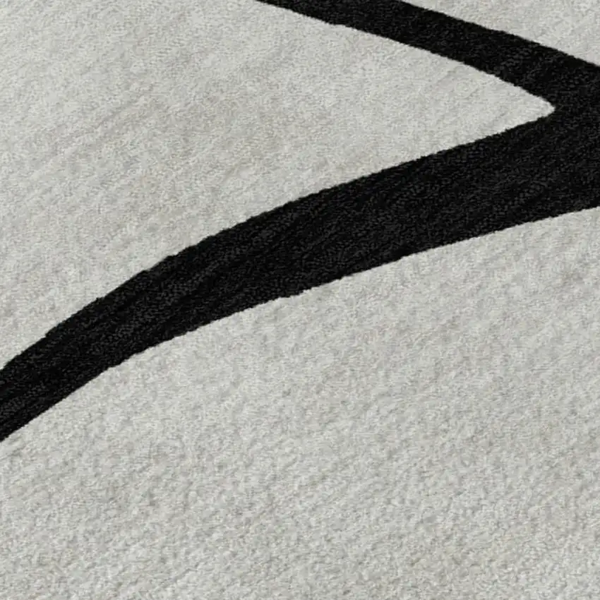 White And Black Abstract Washable Area Rug With UV Protection Photo 7