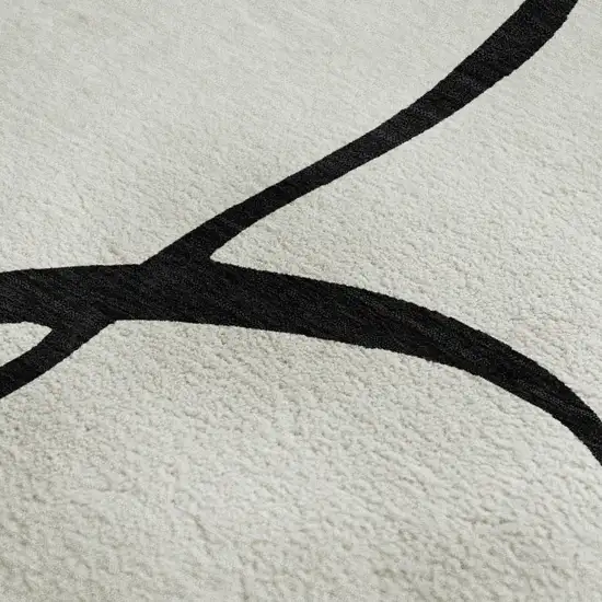 White And Black Abstract Washable Area Rug With UV Protection Photo 3