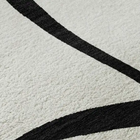 White And Black Abstract Washable Area Rug With UV Protection Photo 2